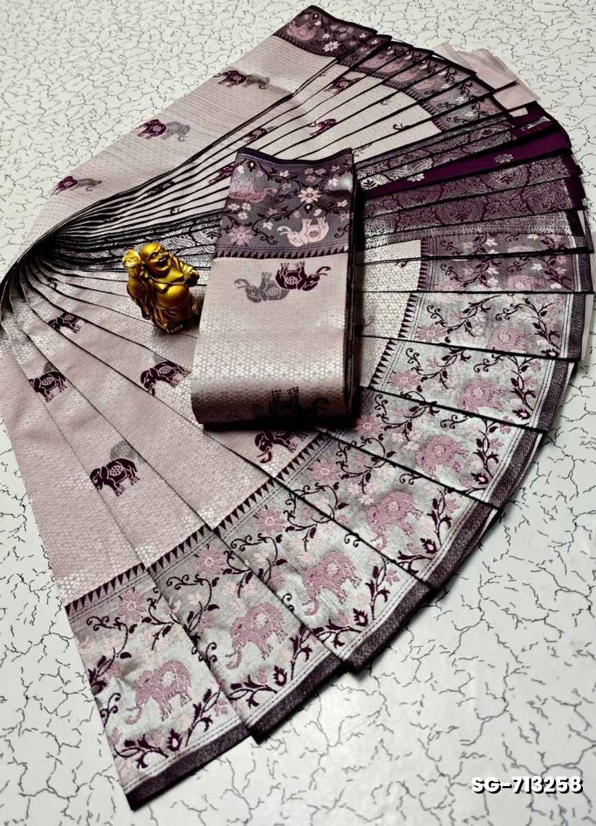 KUBERA PATTU ELITE BRIDAL RAPIER FANCY LIGHT WEIGHT SILK  TYPE SAREES - PURPLE
