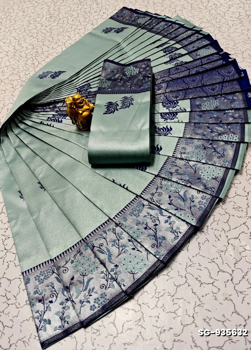 KUBERA PATTU  ELITE BRIDAL RAPIER FANCY LIGHT WEIGHT SILK TYPE SAREES - LIGHT SKY BLUE