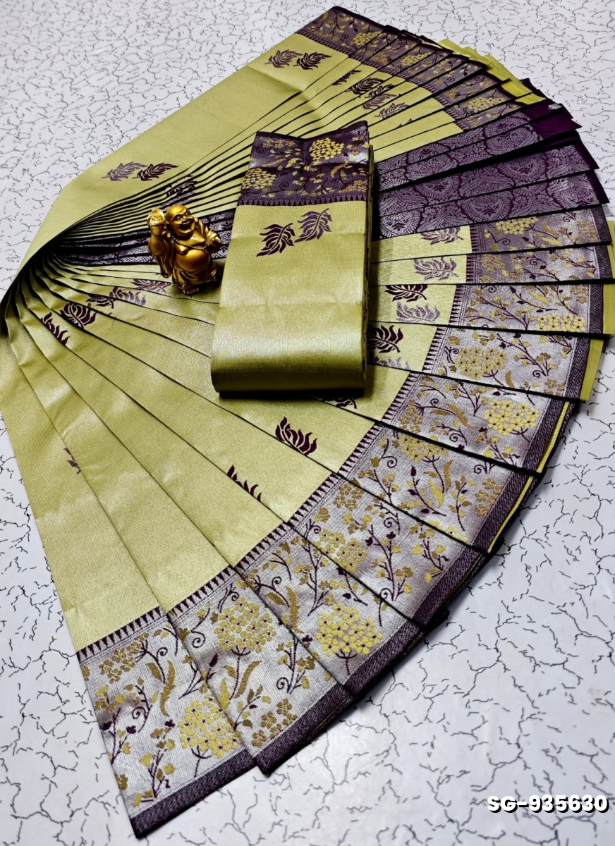 KUBERA PATTU  ELITE BRIDAL RAPIER FANCY LIGHT WEIGHT SILK TYPE SAREES - PESTA GREEN