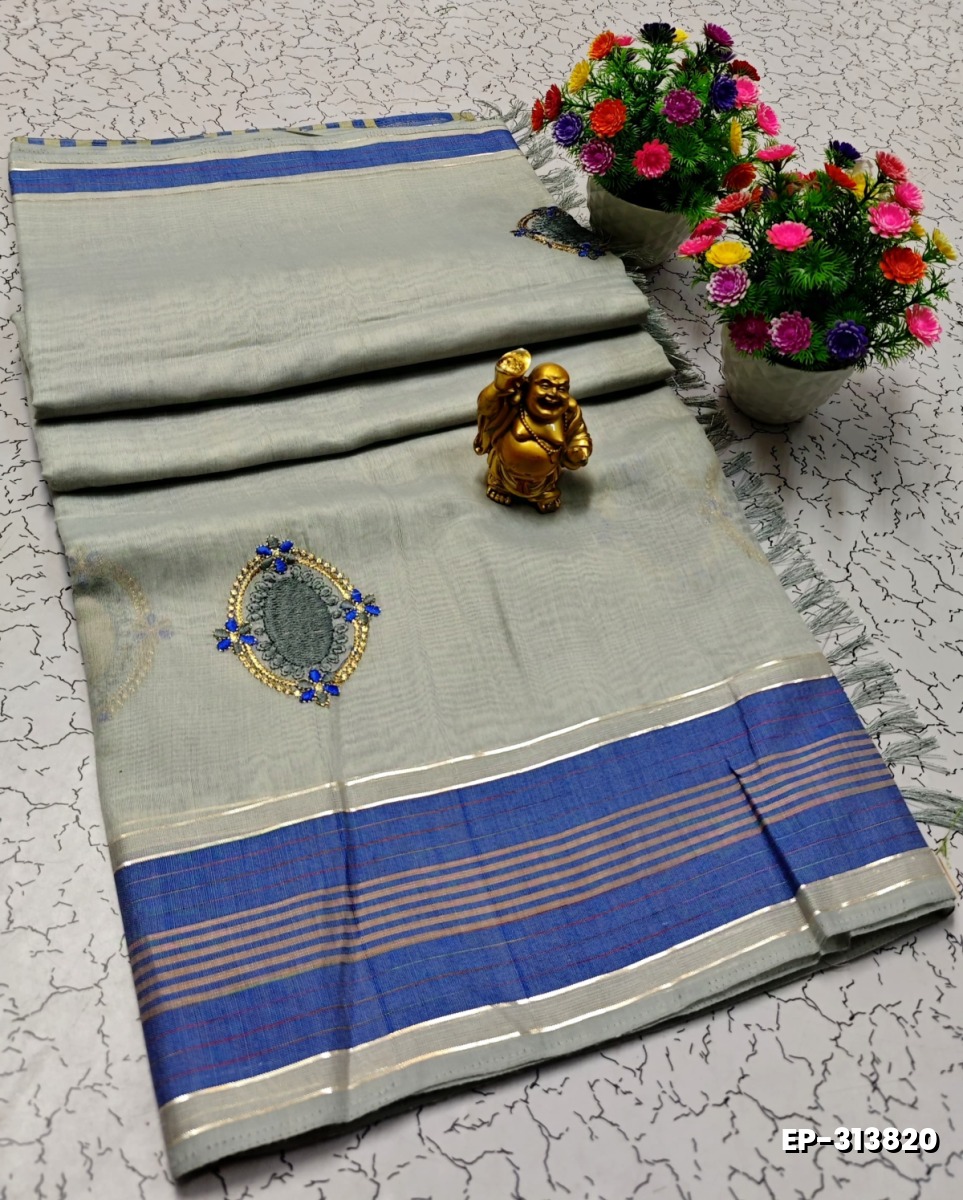 DIGITAL EMBROIDERY PRINTING COTTON SAREES - AS COLOR (1)