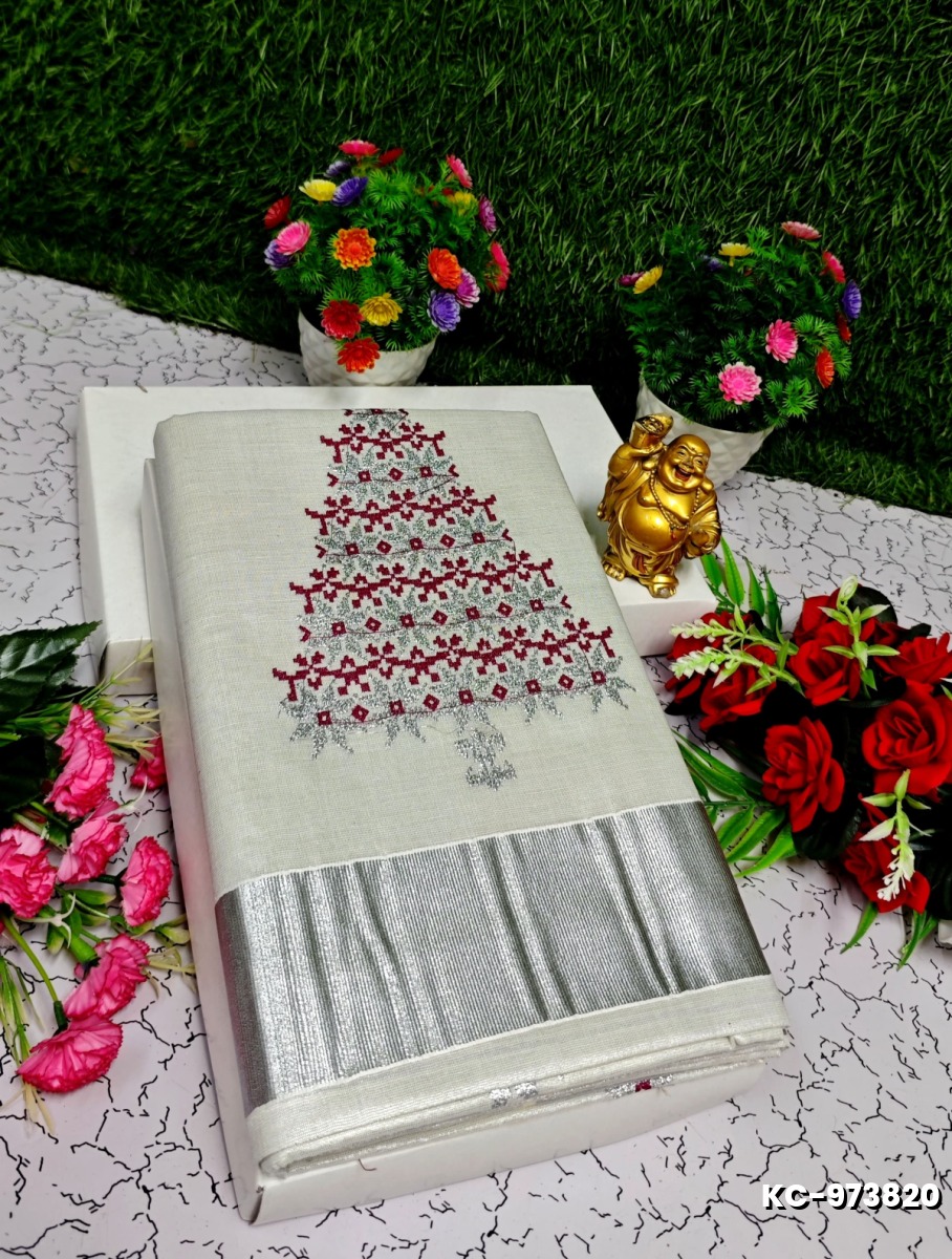 TRENDING KERALA SPECIAL FULL WORK EMBOSSED DIGITAL PRINTING TISSUE SAREE COLLECTIONS - AS COLOR (6)