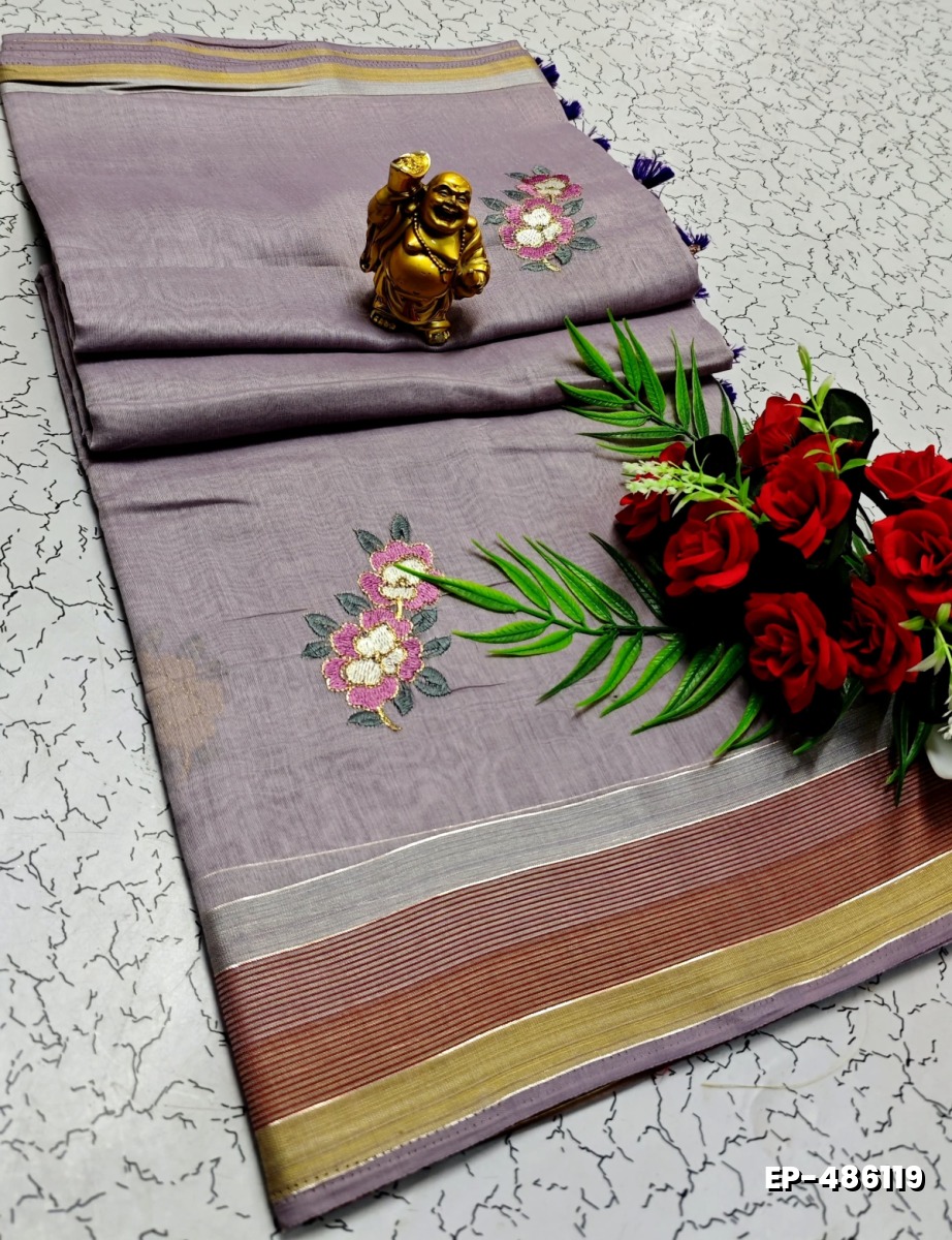 DIGITAL EMBROIDERY PRINTING COTTON SAREES - LEVENDOR