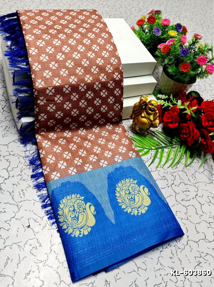 DEGITAL KARGIL PRINTED  COTTON TYPE SAREE - CREAM COLOR