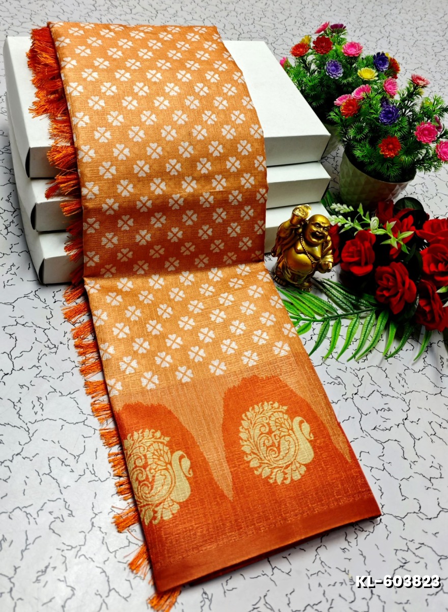 DEGITAL KARGIL PRINTED  COTTON TYPE SAREE - LIGHT SANDLE