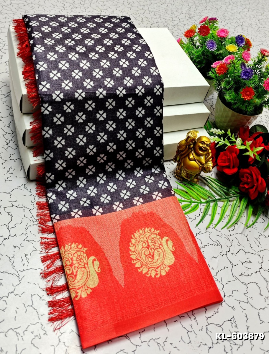DEGITAL KARGIL PRINTED  COTTON TYPE SAREE - SLATE COLOUR