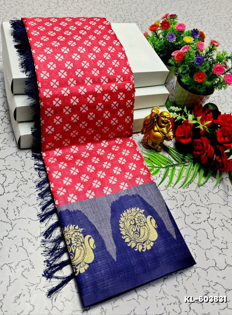 DEGITAL KARGIL PRINTED  COTTON TYPE SAREE - DARK PINK