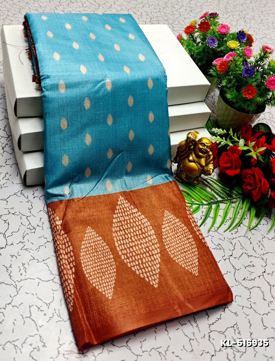 DEGITAL KARGIL PRINTED  COTTON TYPE SAREE - DARK SKY BLUE (1)