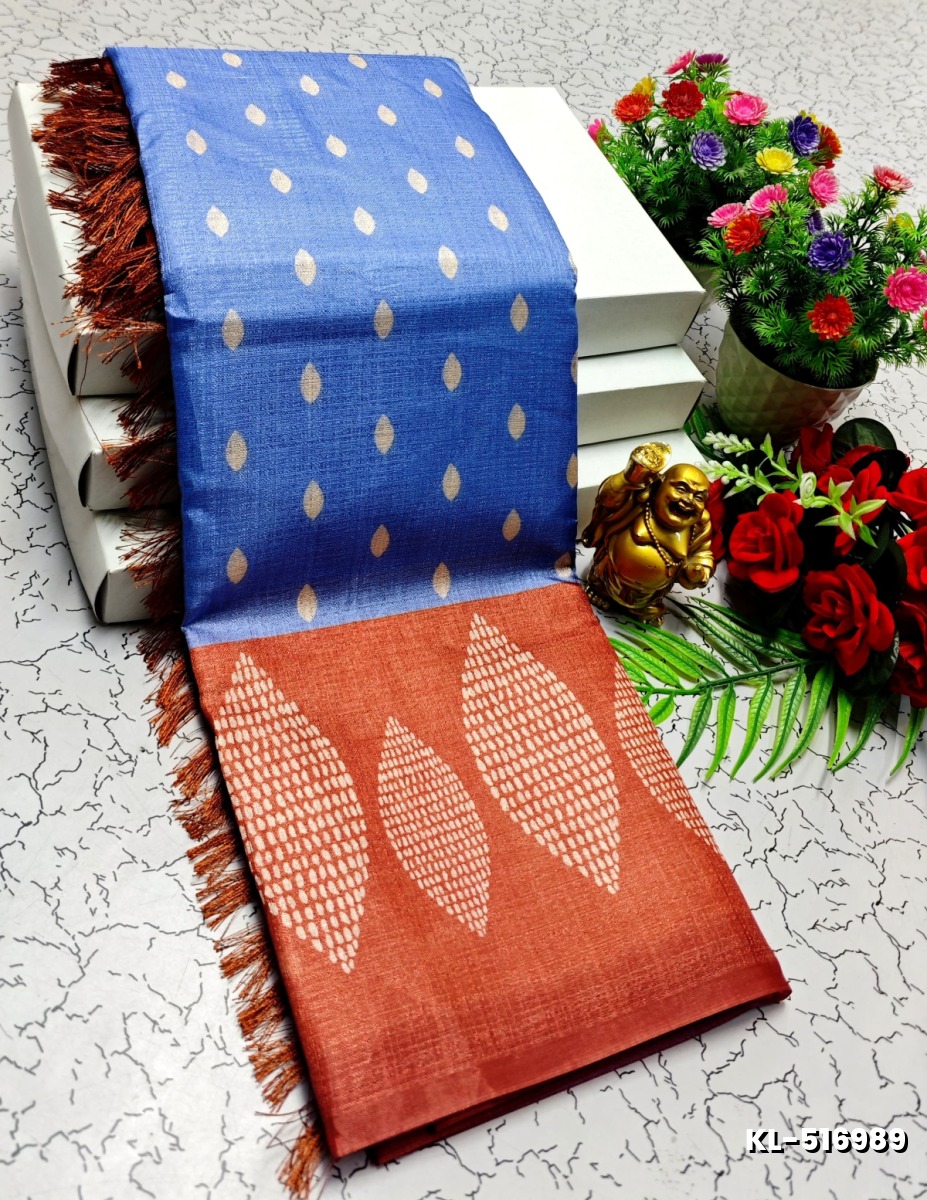 DEGITAL KARGIL PRINTED  COTTON TYPE SAREE - BLUE COLOUR (1)