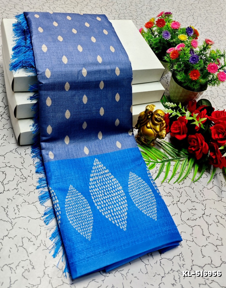 DEGITAL KARGIL PRINTED  COTTON TYPE SAREE - NORMAL  BLUE
