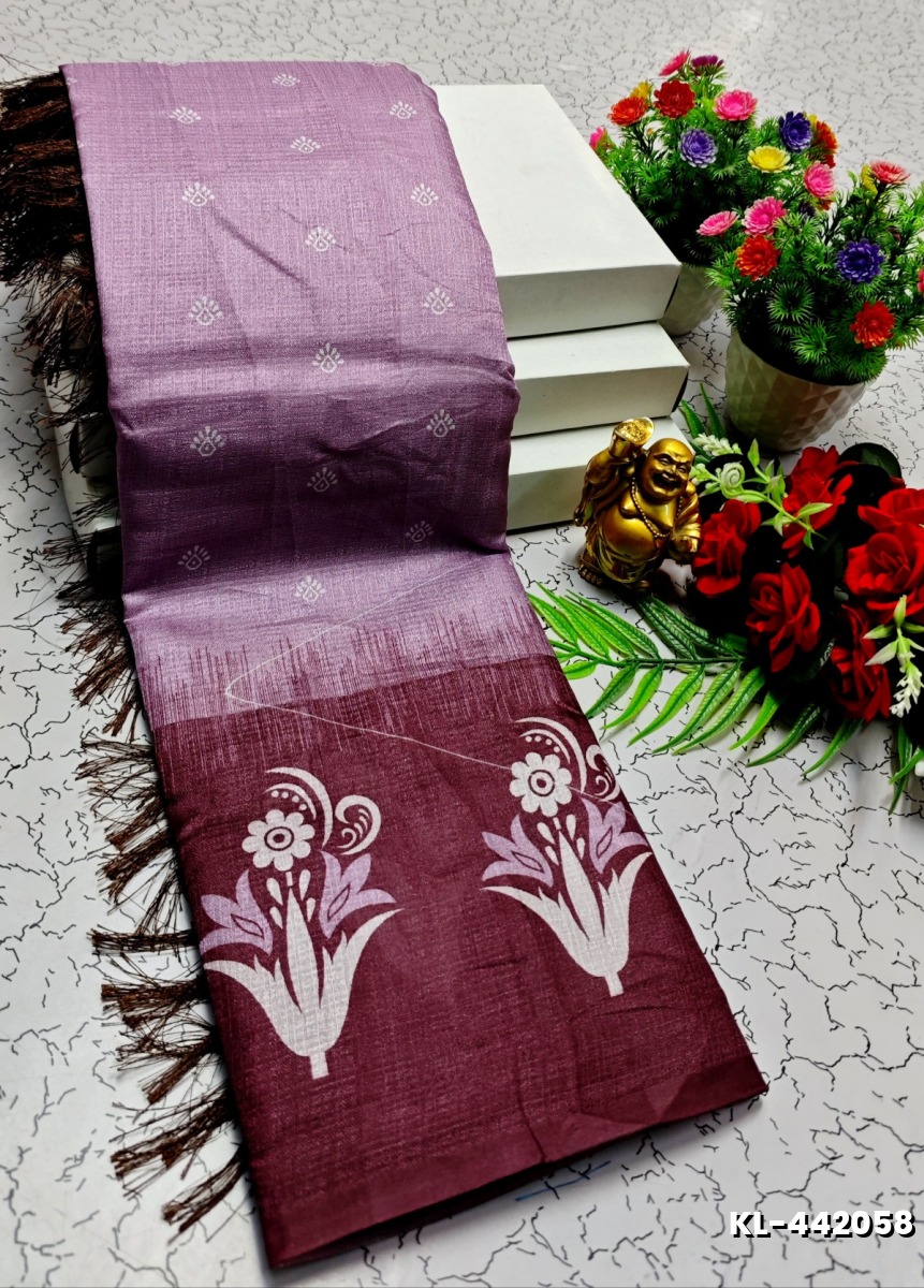 DEGITAL KARGIL PRINTED  COTTON TYPE SAREE - PURPLE
