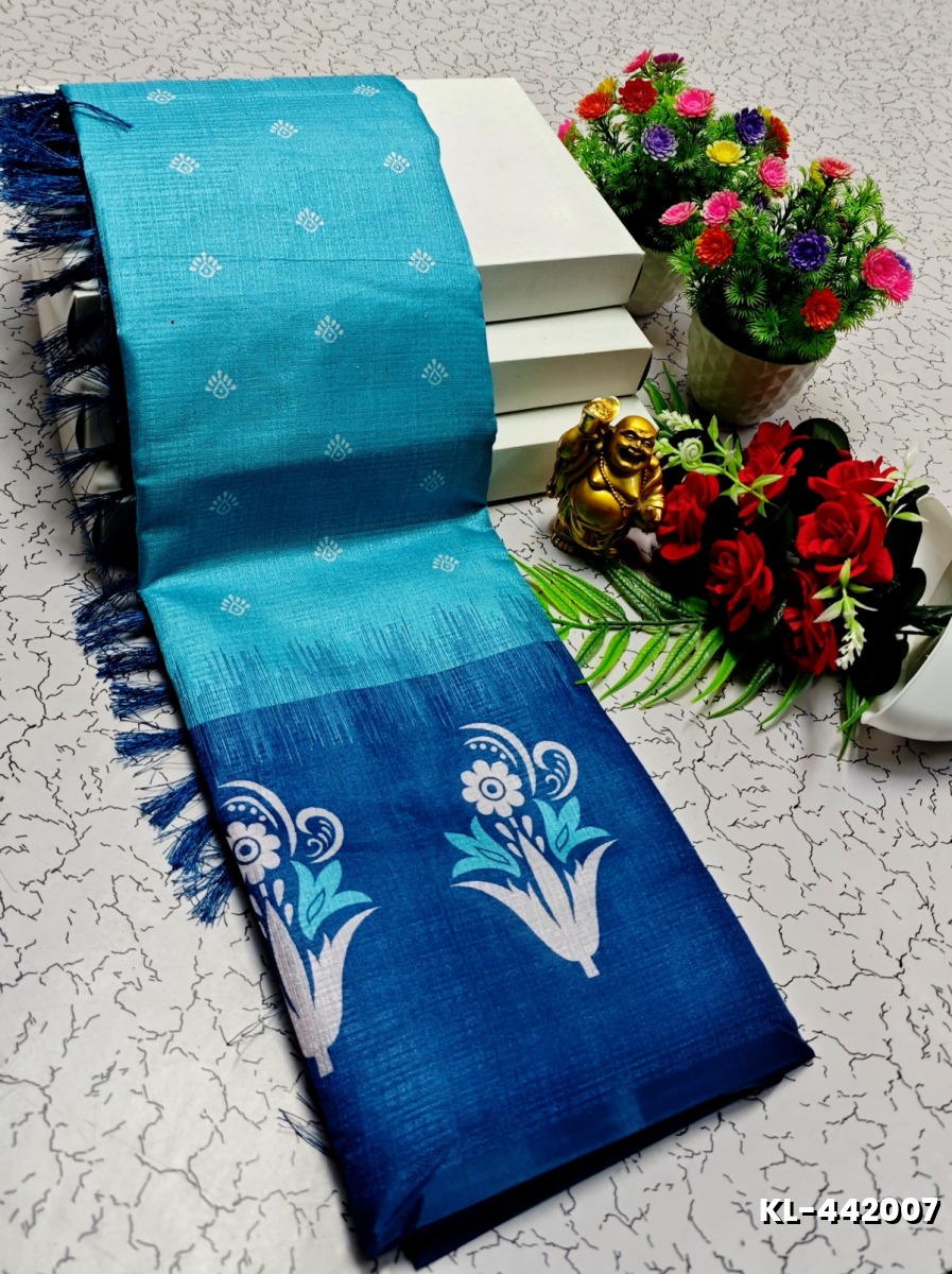 DEGITAL KARGIL PRINTED  COTTON TYPE SAREE - TEAL COLOUR
