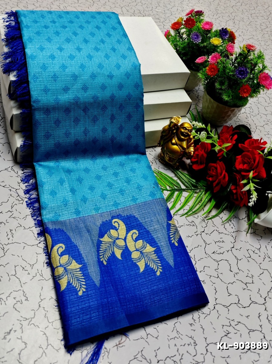 DEGITAL KARGIL PRINTED  COTTON TYPE SAREE - BLUE COLOUR (3)