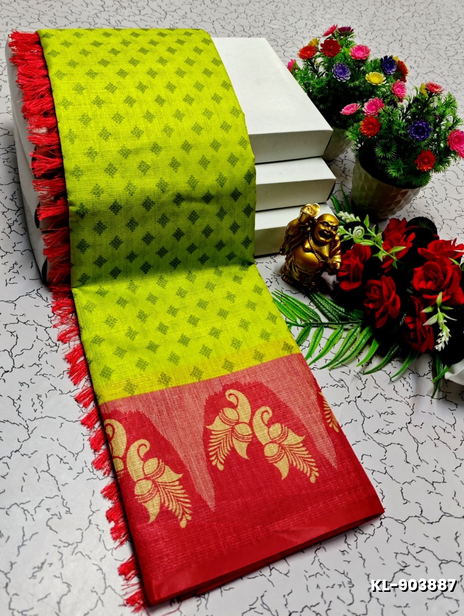 DEGITAL KARGIL PRINTED  COTTON TYPE SAREE - FLORAISON GREEN (1)