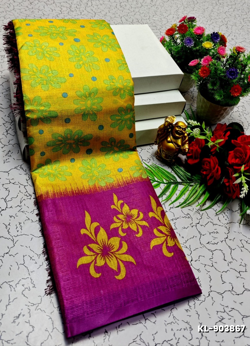 DEGITAL KARGIL PRINTED  COTTON TYPE SAREE - GOLD COLOUR (1)