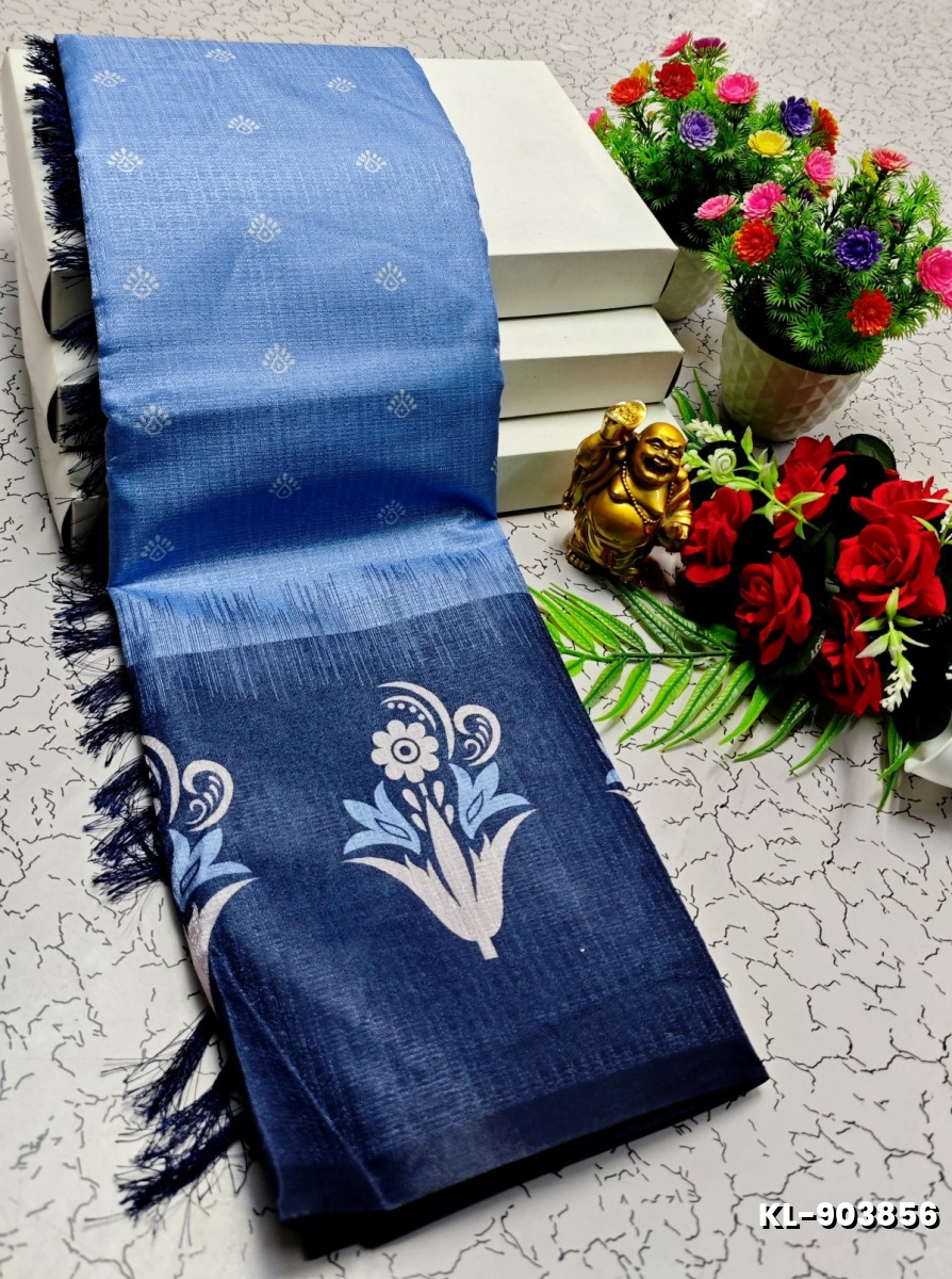 DEGITAL KARGIL PRINTED  COTTON TYPE SAREE - NORMAL  BLUE (1)