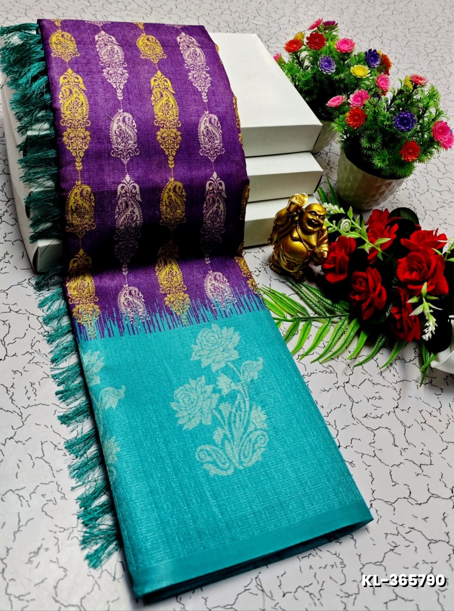 DEGITAL KARGIL PRINTED  COTTON TYPE SAREE - - BRINJAL COLOUR