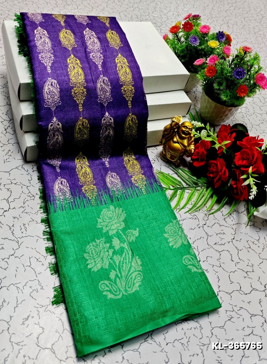 DEGITAL KARGIL PRINTED  COTTON TYPE SAREE - - INDIGO COLOUR