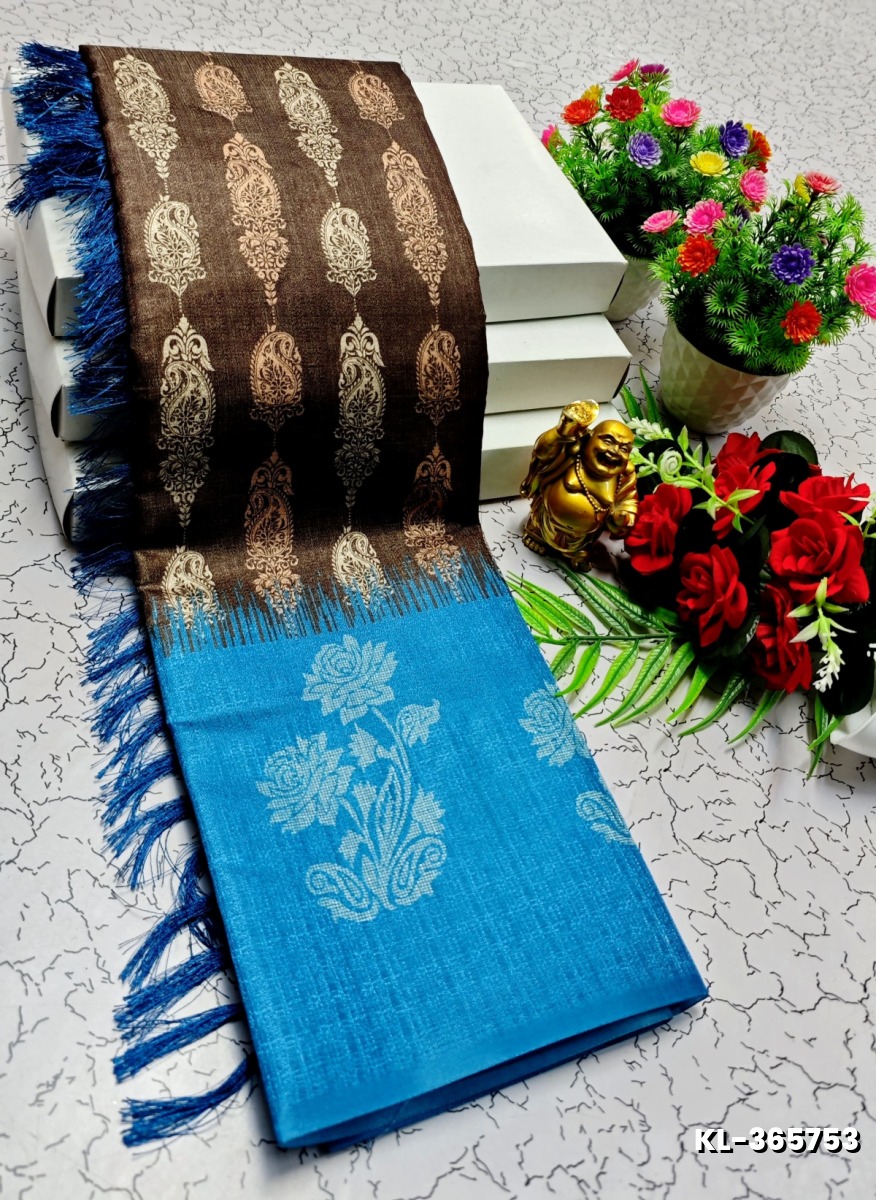 DEGITAL KARGIL PRINTED  COTTON TYPE SAREE - - BROWN