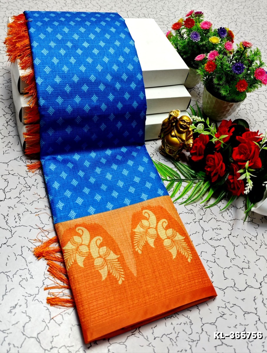 DEGITAL KARGIL PRINTED  COTTON TYPE SAREE - - NORMAL  BLUE