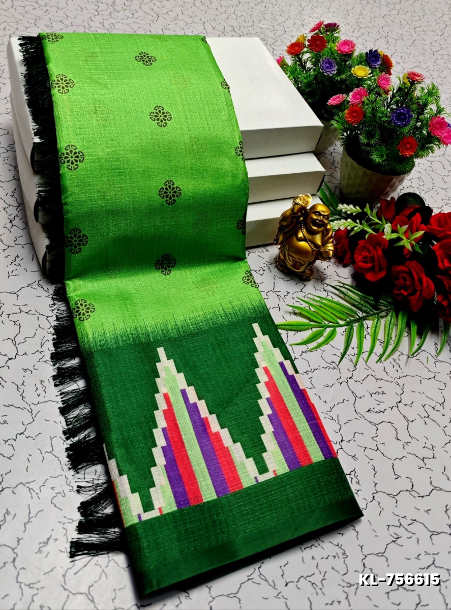 DEGITAL KARGIL PRINTED  COTTON TYPE SAREE - GREEN