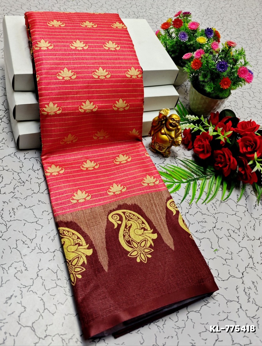DEGITAL KARGIL PRINTED  COTTON TYPE SAREE - PEACH