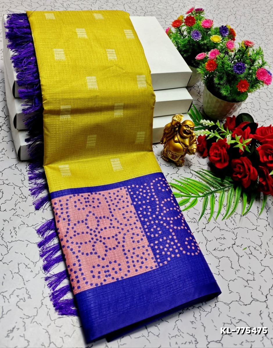 DEGITAL KARGIL PRINTED  COTTON TYPE SAREE - LEMON COLOUR (1)