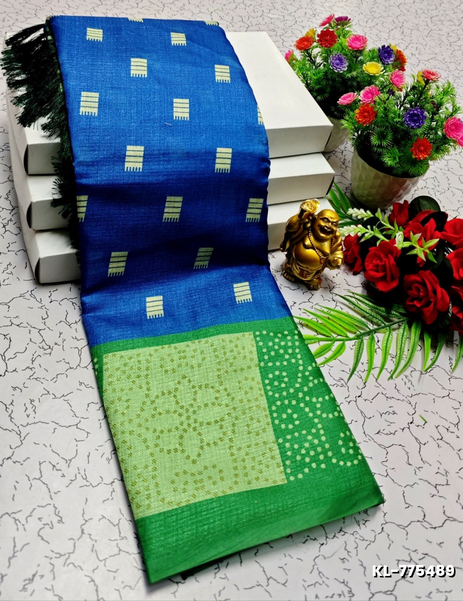 DEGITAL KARGIL PRINTED  COTTON TYPE SAREE - BLUE COLOUR (4)