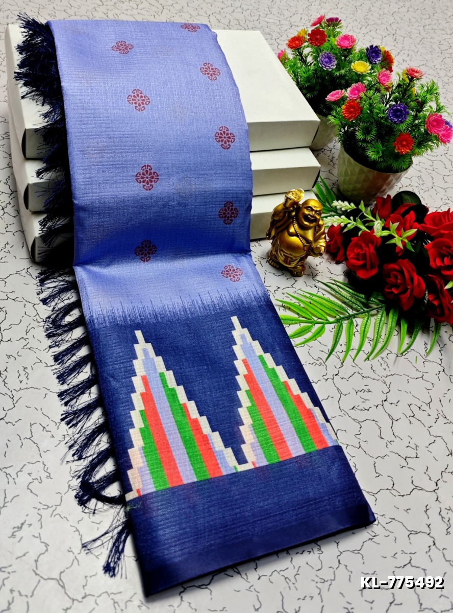 DEGITAL KARGIL PRINTED  COTTON TYPE SAREE - LIGHT BLUE N