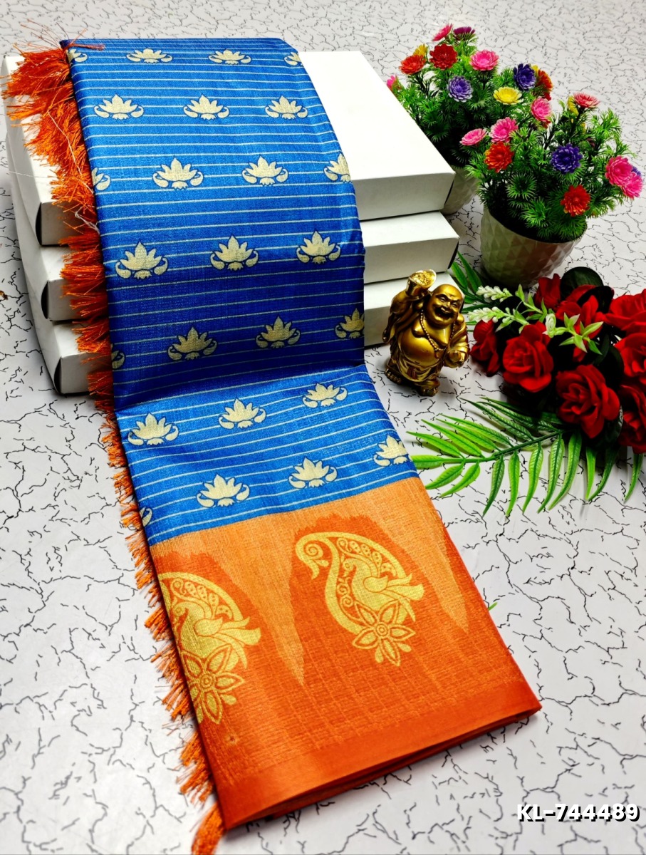 DEGITAL KARGIL PRINTED  COTTON TYPE SAREE - BLUE COLOUR (5)
