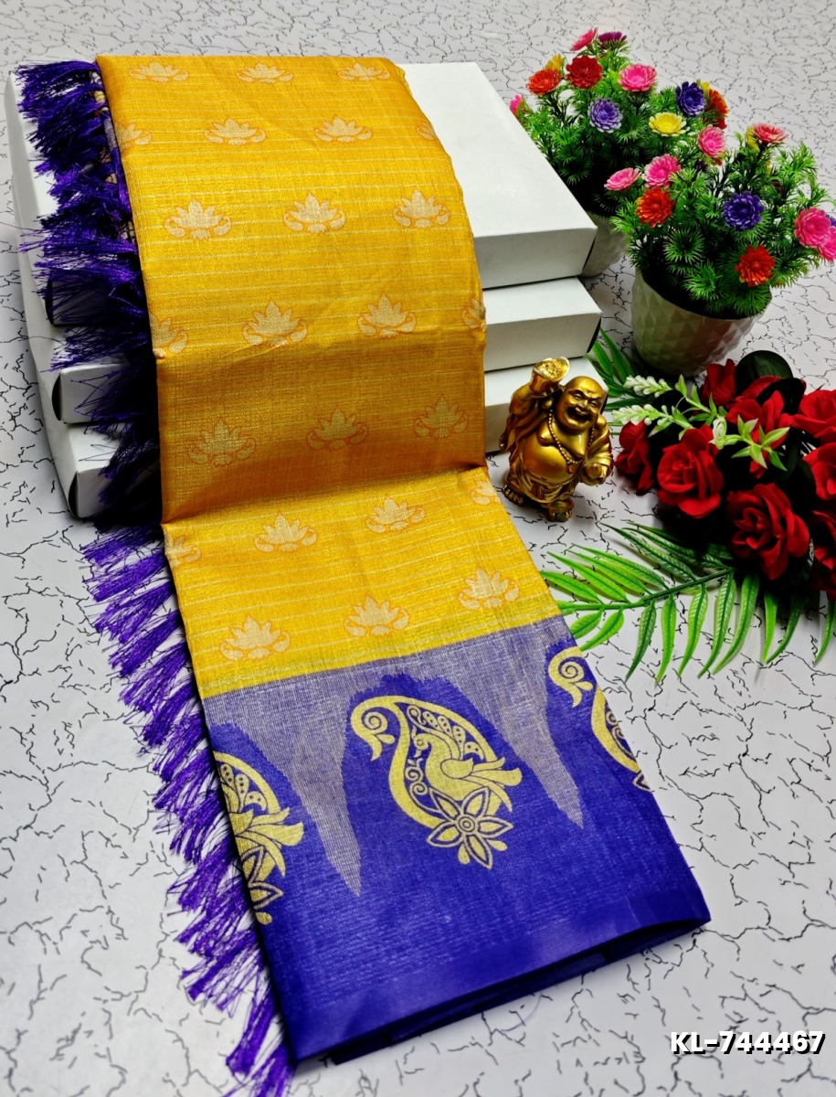 DEGITAL KARGIL PRINTED  COTTON TYPE SAREE - GOLD COLOUR (3)