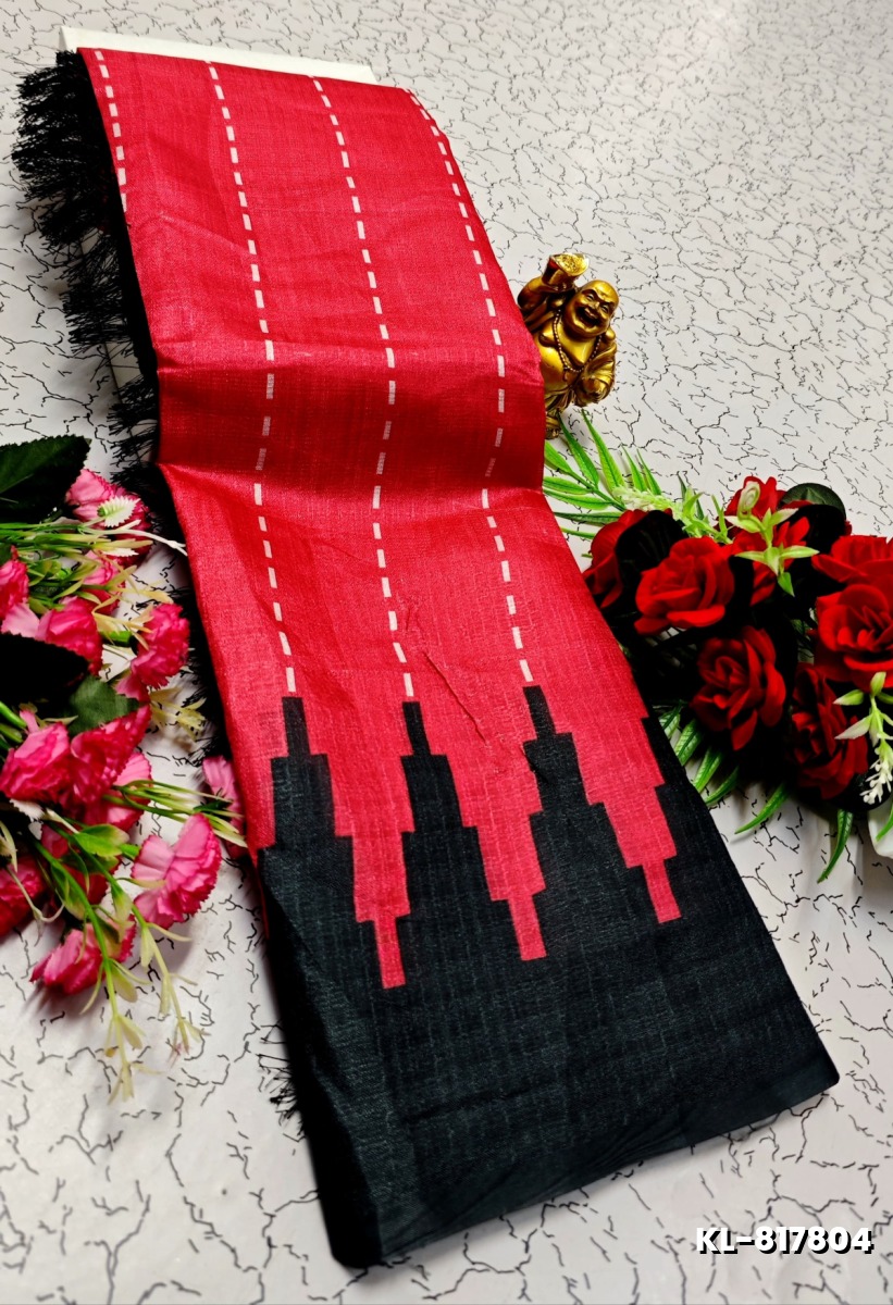 DEGITAL KARGIL PRINTED  COTTON TYPE SAREE - RED (1)