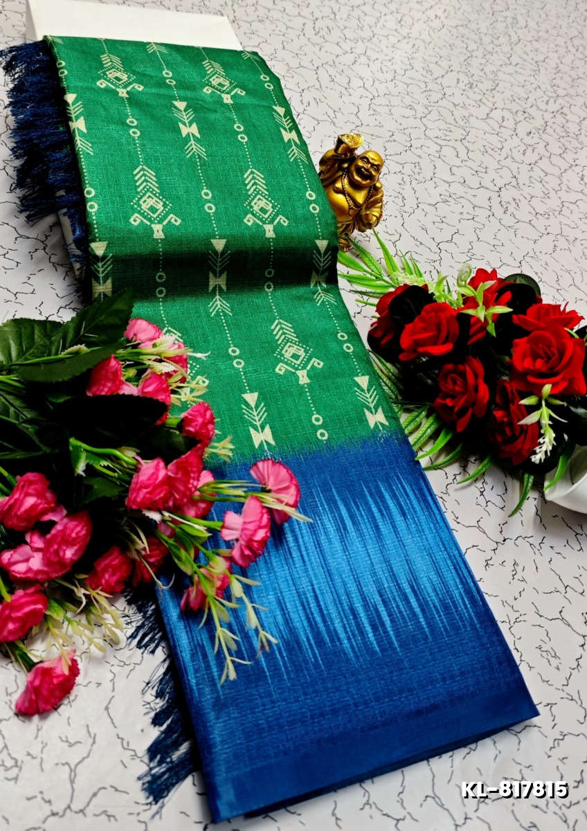 DEGITAL KARGIL PRINTED  COTTON TYPE SAREE - GREEN (2)