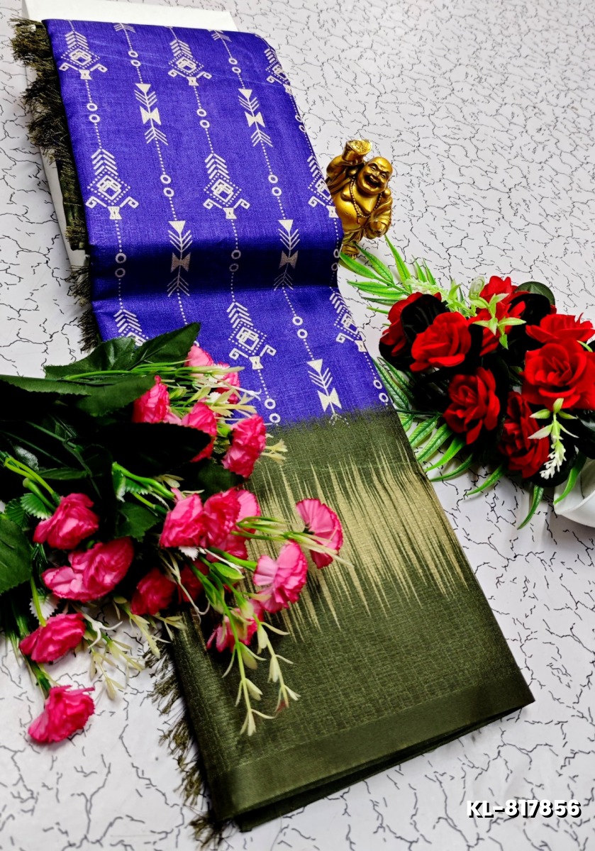 DEGITAL KARGIL PRINTED  COTTON TYPE SAREE - NORMAL  BLUE (3)