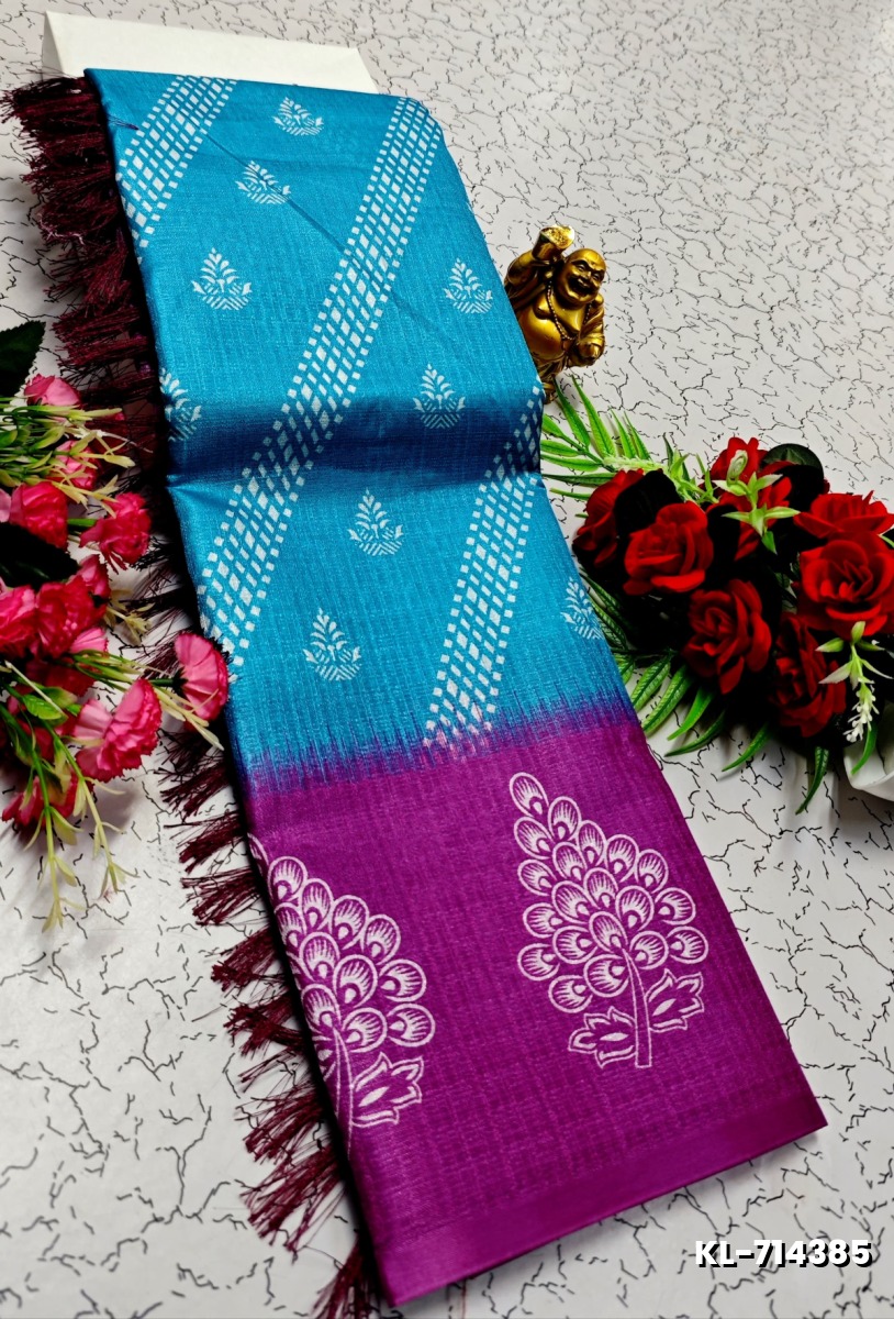 DEGITAL KARGIL PRINTED  COTTON TYPE SAREE - BLUE SHADE (2)
