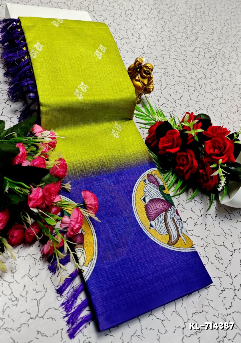 DEGITAL KARGIL PRINTED  COTTON TYPE SAREE - FLORAISON GREEN (3)