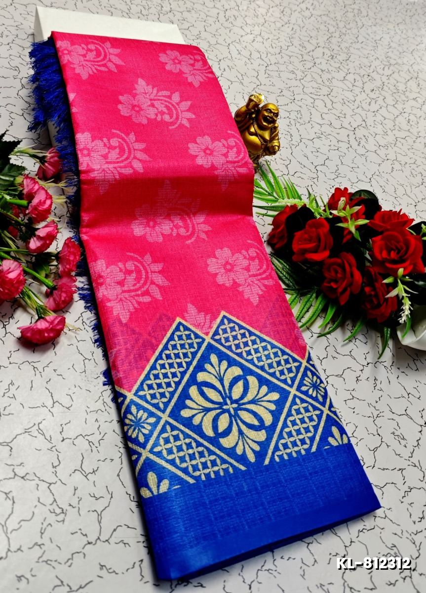 DEGITAL KARGIL PRINTED  COTTON TYPE SAREE - PINK (1)