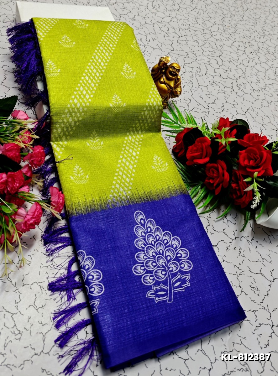 DEGITAL KARGIL PRINTED  COTTON TYPE SAREE - FLORAISON GREEN (4)