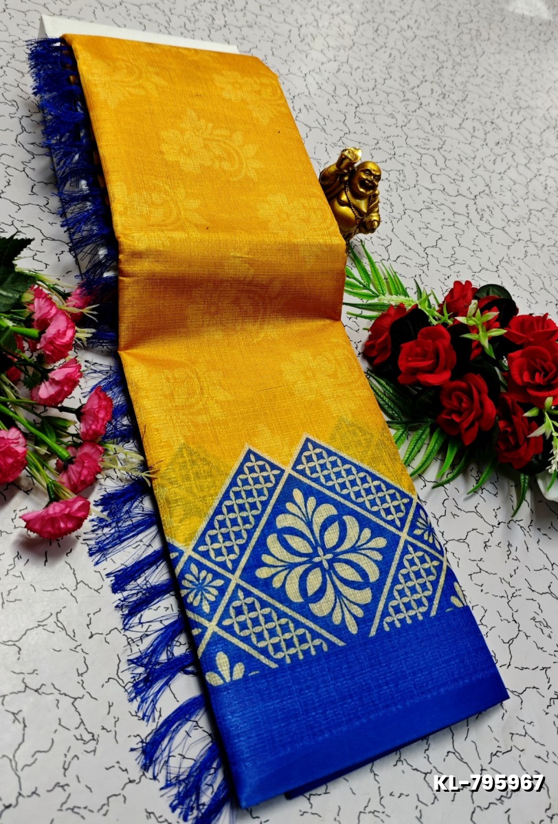 DEGITAL KARGIL PRINTED  COTTON TYPE SAREE - GOLD COLOUR (6)