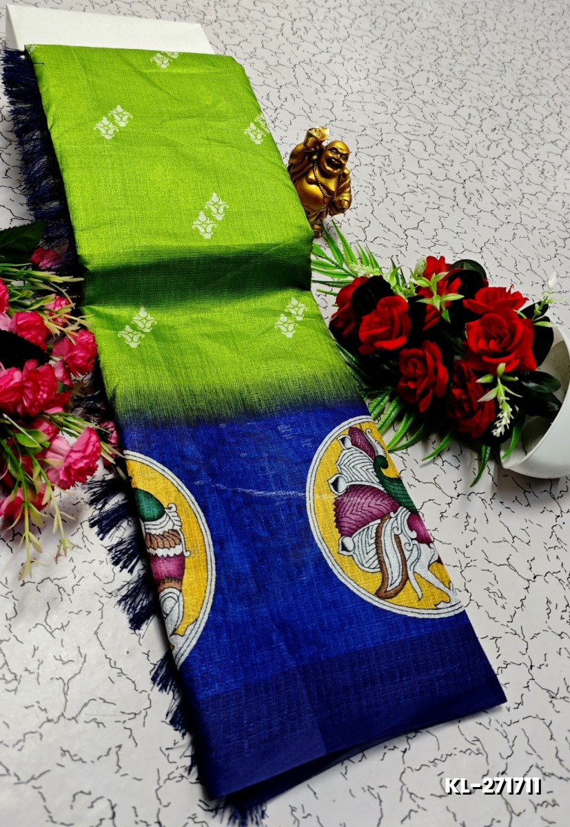 DEGITAL KARGIL PRINTED  COTTON TYPE SAREE - PARET GREEN (1)