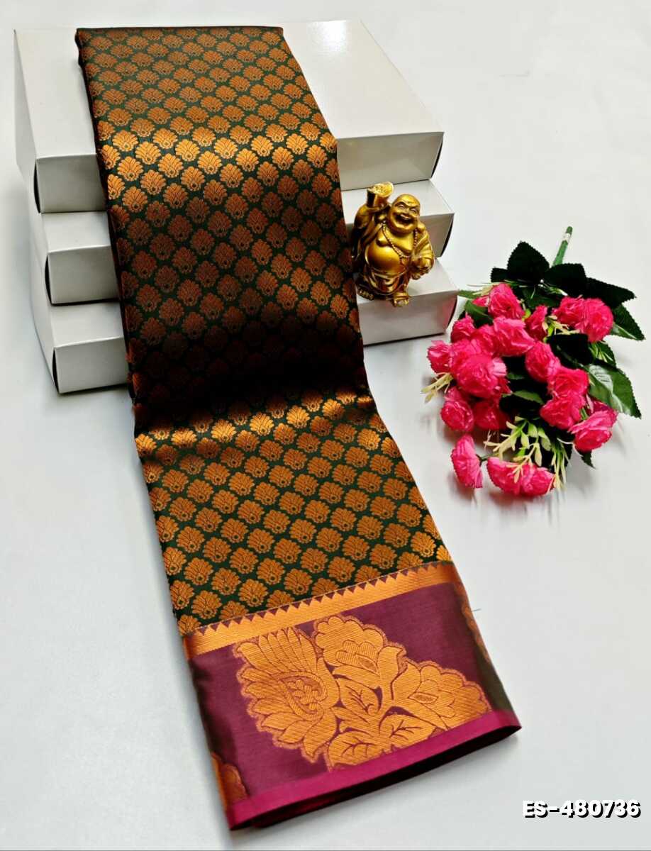 ELITE BRIDAL PICK &PICK SILK SAREES AND WEDDING ART SILK SAREES - BOTTLE GREEN (2)
