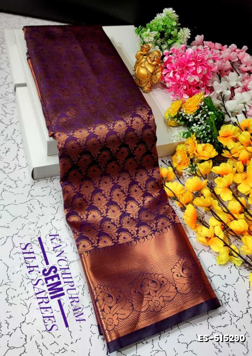 ELITE BRIDAL PICK &PICK SILK SAREES AND WEDDING ART SILK SAREES - BRINJAL COLOUR