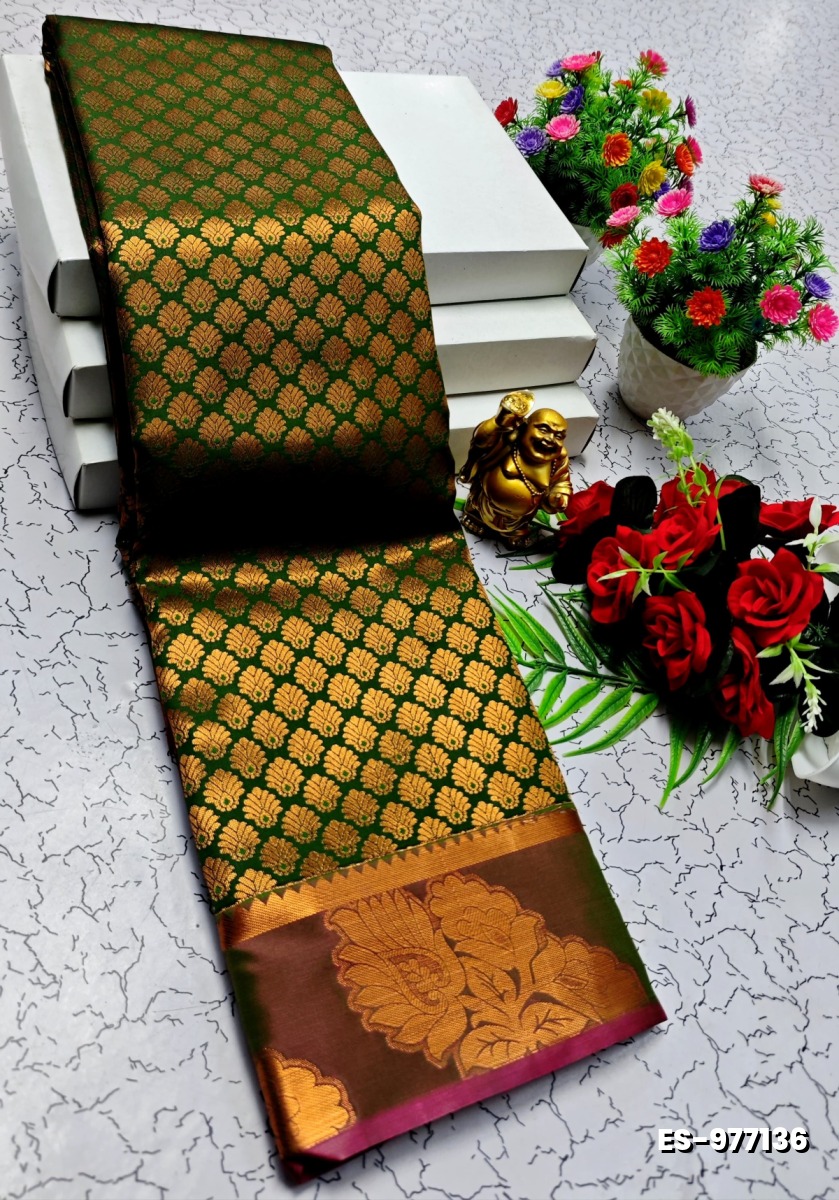 ELITE BRIDAL PICK &PICK SILK SAREES AND WEDDING ART SILK SAREES - BOTTLE GREEN (4)