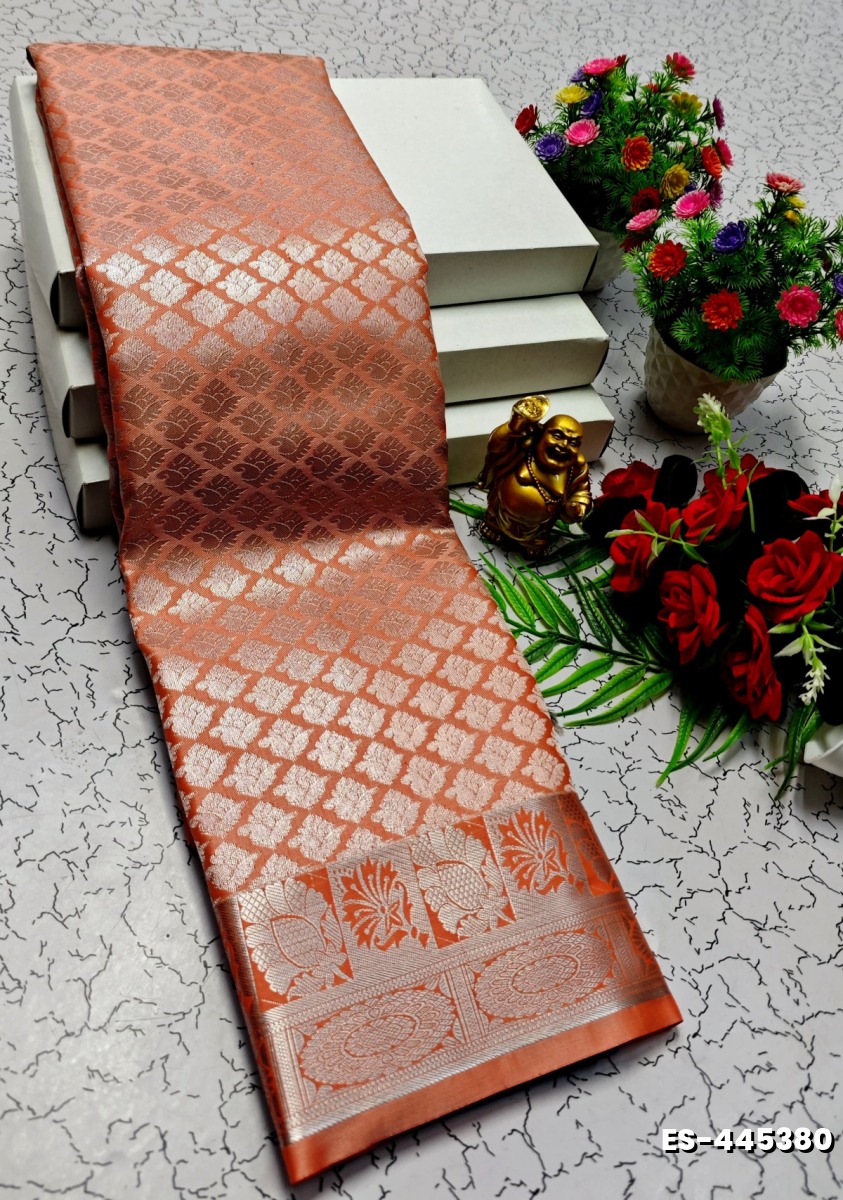 ELITE BRIDAL PICK &PICK SILK SAREES AND WEDDING ART SILK SAREES - TANGERINE COLOUR (1)