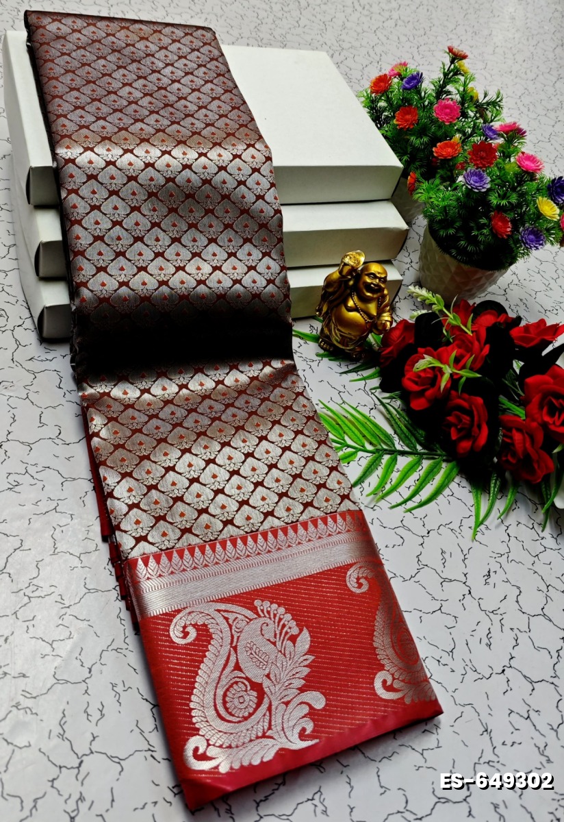 ELITE BRIDAL PICK &PICK SILK SAREES AND WEDDING ART SILK SAREES - MERUN (3)