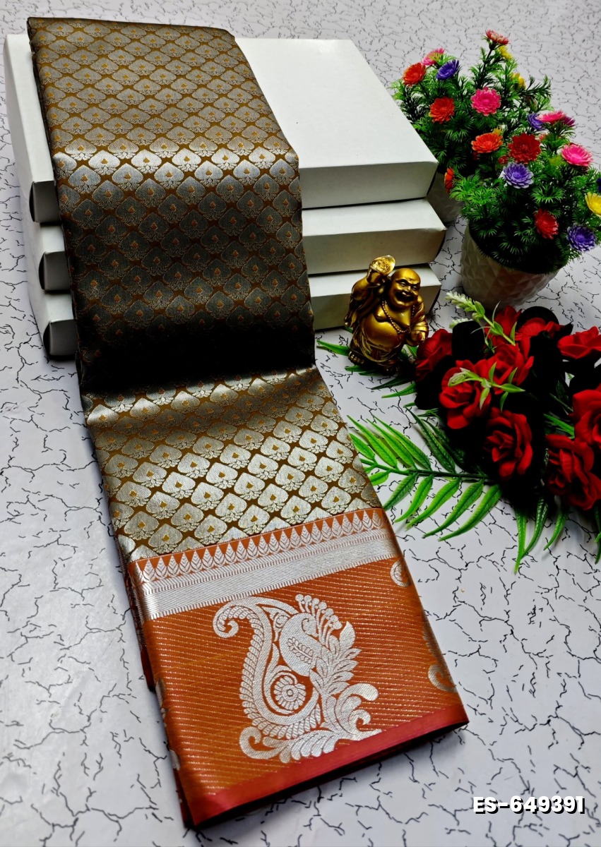 ELITE BRIDAL PICK &PICK SILK SAREES AND WEDDING ART SILK SAREES - LIGHT OLIVE