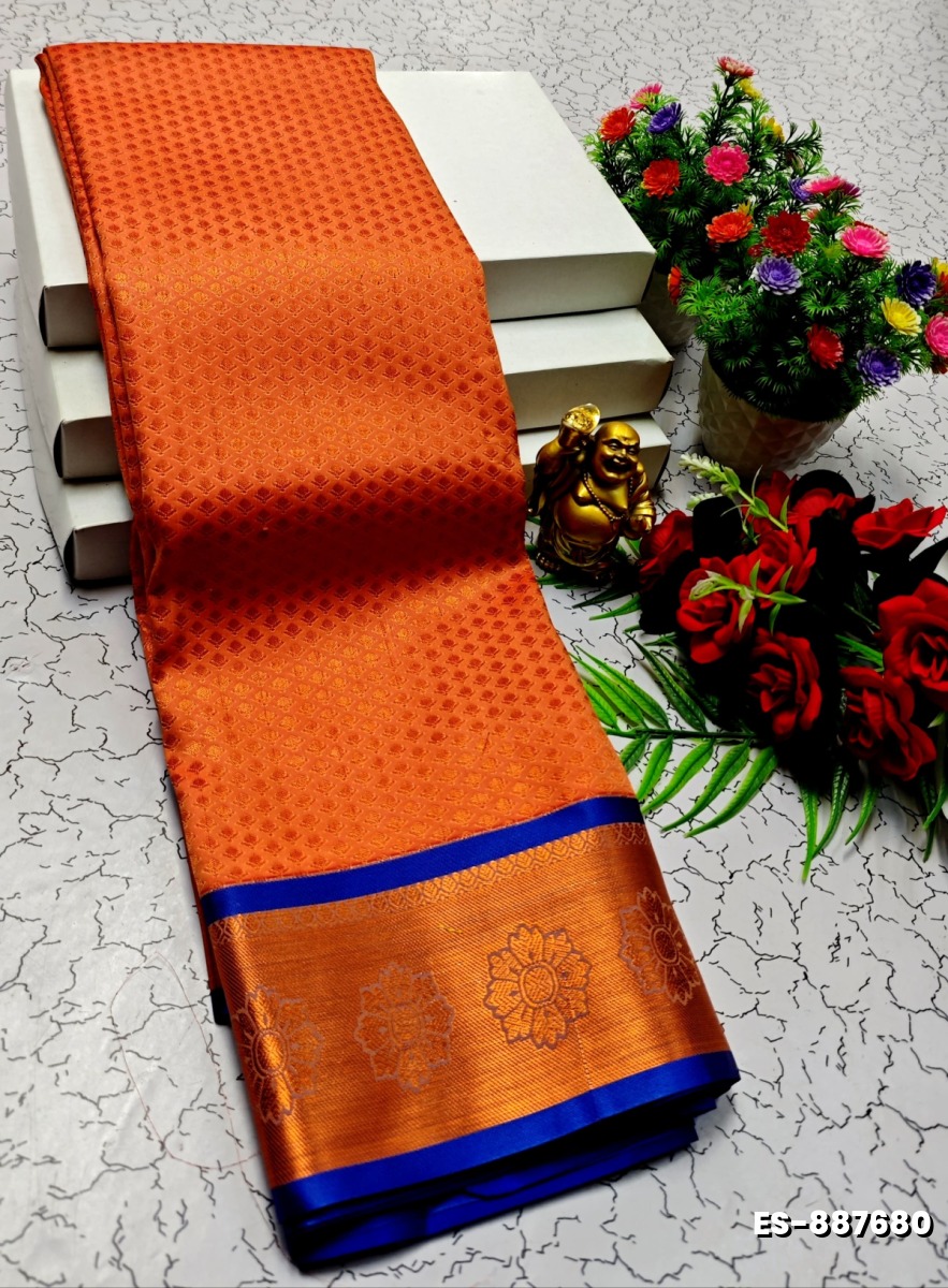 ELITE BRIDAL PICK &PICK SILK SAREES AND WEDDING ART SILK SAREES - TANGERINE COLOUR (2)
