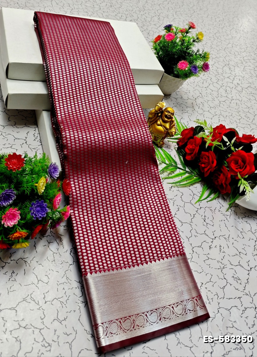 BRIDAL SILK GOLD SILVAR AND COPPER ZARI WEAVE AND WEDDING ART SILK SAREES - MEJANTA