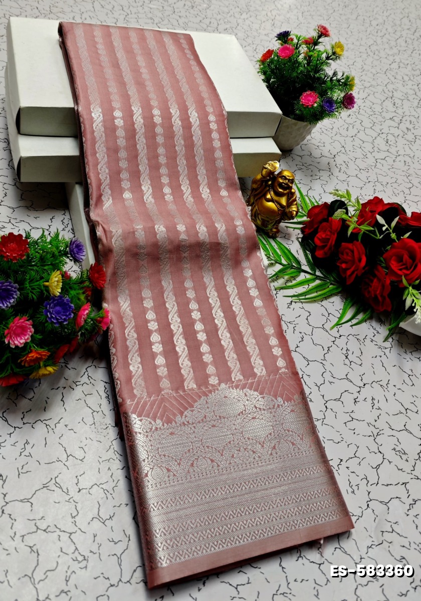 BRIDAL SILK GOLD SILVAR AND COPPER ZARI WEAVE AND WEDDING ART SILK SAREES - CREAM COLOR