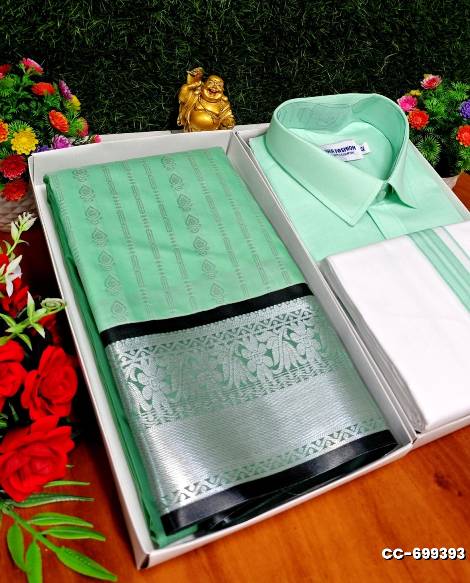 COUPLE COMBO MATCHING AND MATCHING TRADITIONAL SET MATCHING COMBO FOR FESTIVAL SEASONS - TURQUOISE GREEN