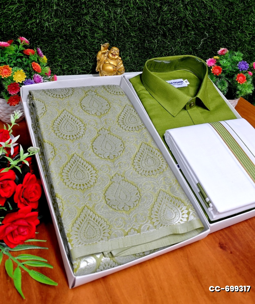 COUPLE COMBO MATCHING AND MATCHING TRADITIONAL SET MATCHING COMBO FOR FESTIVAL SEASONS - OLIVE GREEN